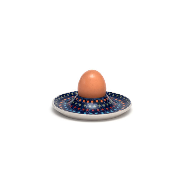 Bunzlauer Keramik Eierbecher flach mit Unterteller IZ20 Unikat Modern signiert