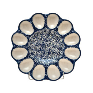 Bunzlauer Keramik Eierplatte, Eierteller 26cm Dekor MAGM Handarbeit