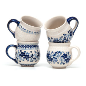 Bunzlauer Keramik Kugelbecher 300ml 4er Set Bleu Line Kollektion