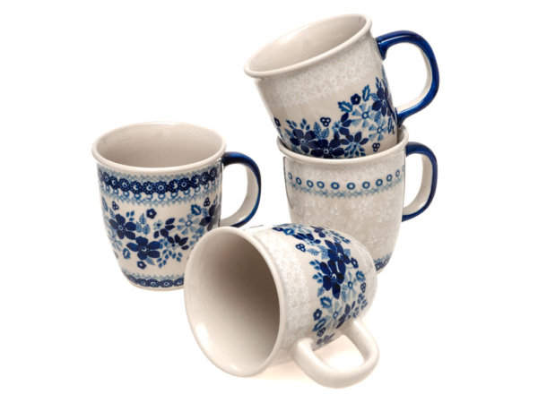 Bunzlauer Keramik Becher 300ml 4er Set Blaue Linie Kollektion