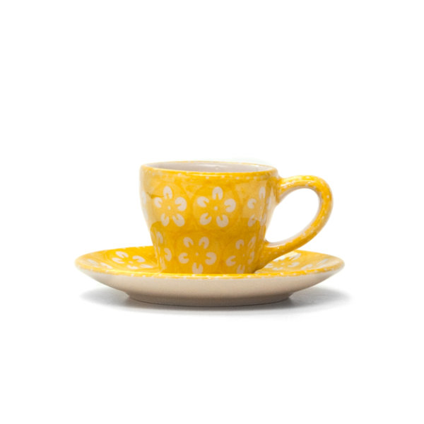 Bunzlauer Keramik Espressotasse mit Untertasse Vol.70ml "Kolor Love" Yellow