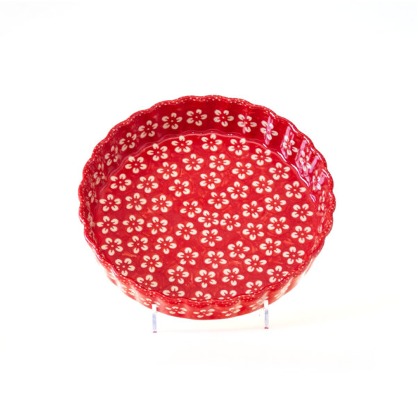 Bunzlauer Keramik Quiche Tarteform 23cm Kolor Love Red Handarbeit