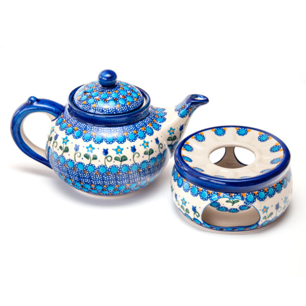 Bunzlauer Keramik Keramik Tee-/Kaffeekanne mit Stövchen 1.5L U-06