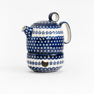 Bunzlauer Keramik Teekanne mit Sieb und Stövchen 1.1 L Dekor A-166A