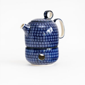 Bunzlauer Keramik Teekanne mit Sieb und Stövchen 1.1 L Dekor A-226A