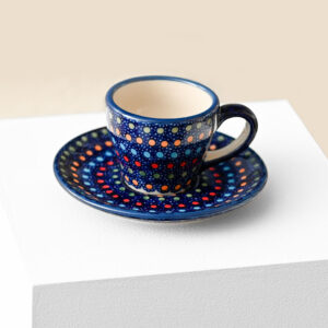Bunzlauer Espressotasse mit Untertasse Dekor IZ20 Unikat Modern signiert |