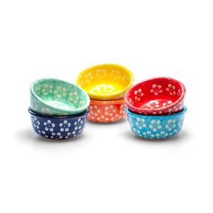 Bunzlauer Keramik Dip-Schälchen 9cm 6er Set Kolor Love Kollektion Handarbeit |Bunzlauer Keramik Dip-Schälchen 9cm 6er Set Kolor Love Kollektion Handarbeit