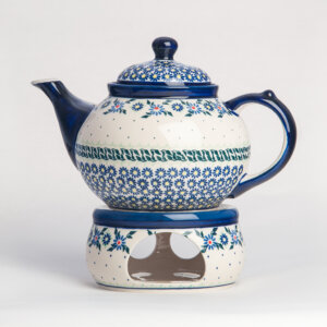 Bunzlauer Keramik Kanne mit Stövchen 1.25 L Dekor A-1163A Handarbeit