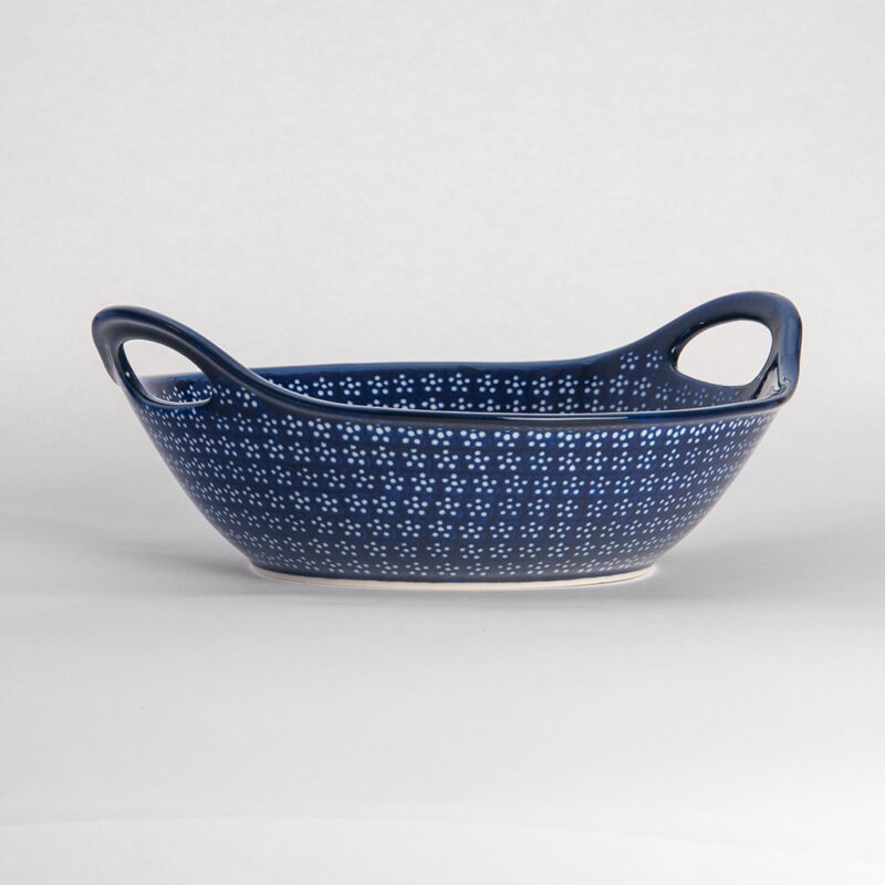 Bunzlauer Keramikschale Obstschale mit Griffen rund 30 cm Dekor A-226A Handarbeit