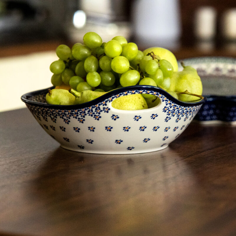 Bunzlauer Keramikschale Obstschale mit Griffen rund 30 cm Dekor A-882A Handarbeit|Bunzlauer Keramikschale Obstschale mit Griffen rund 30 cm Dekor A-882A Handarbeit