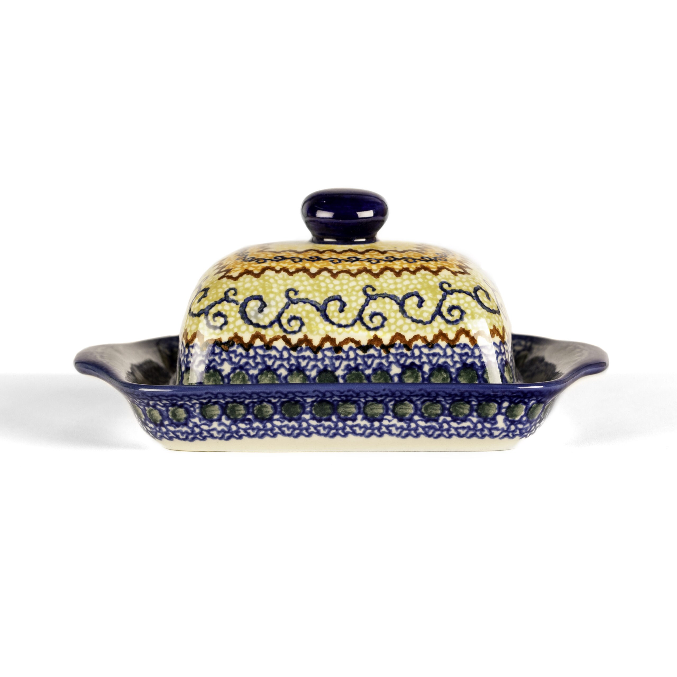 Bunzlauer Butterglocke rechteckig Dekor U-195